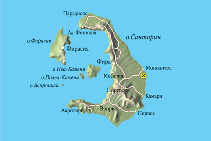 Карта острова Санторини