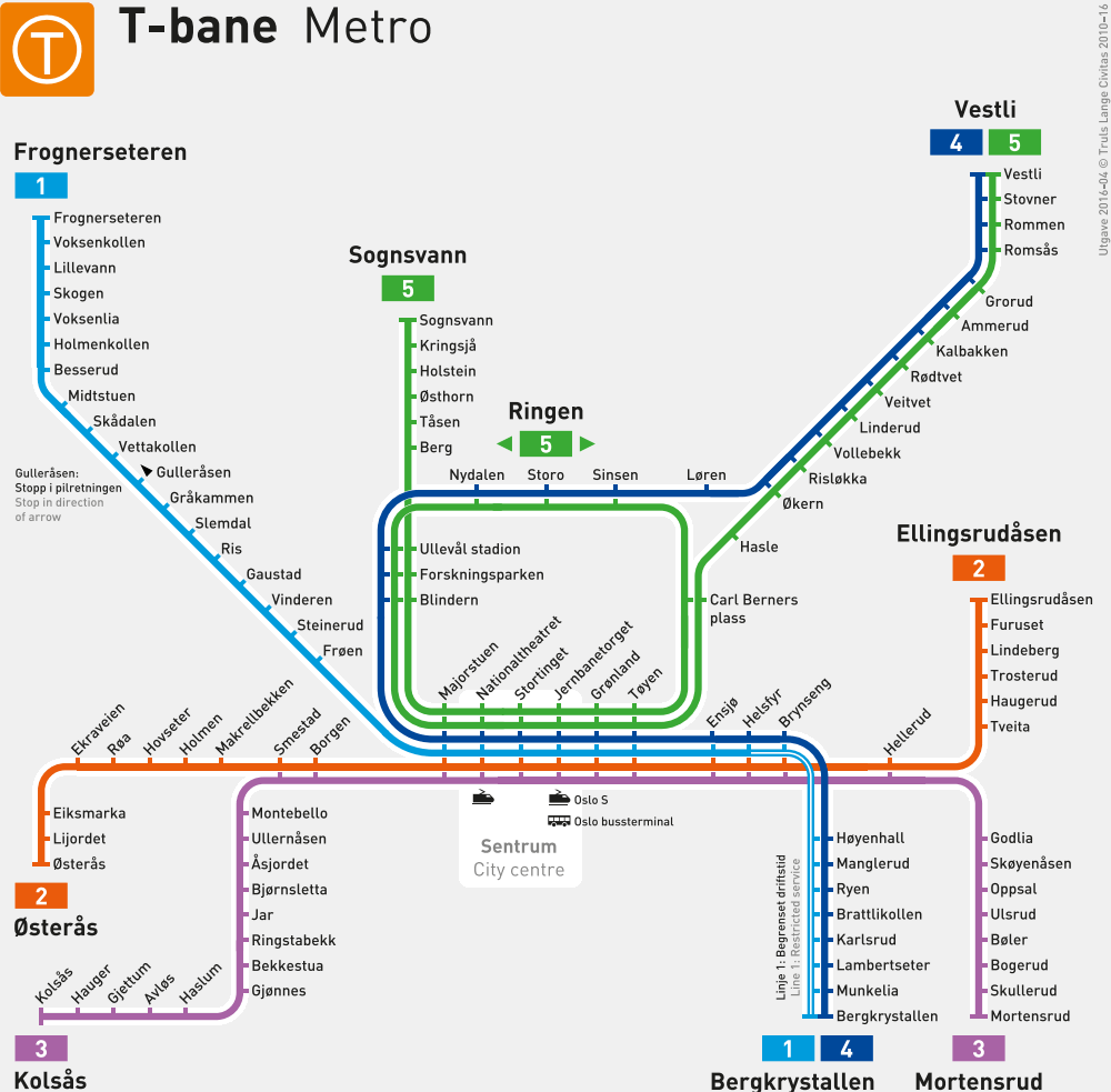 Карта метро Осло