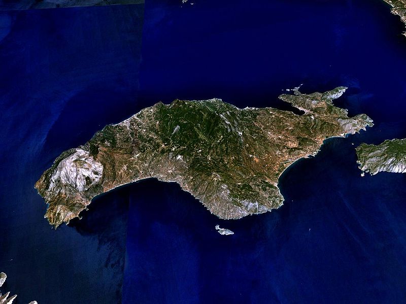 Вид со спутника на остров Самос