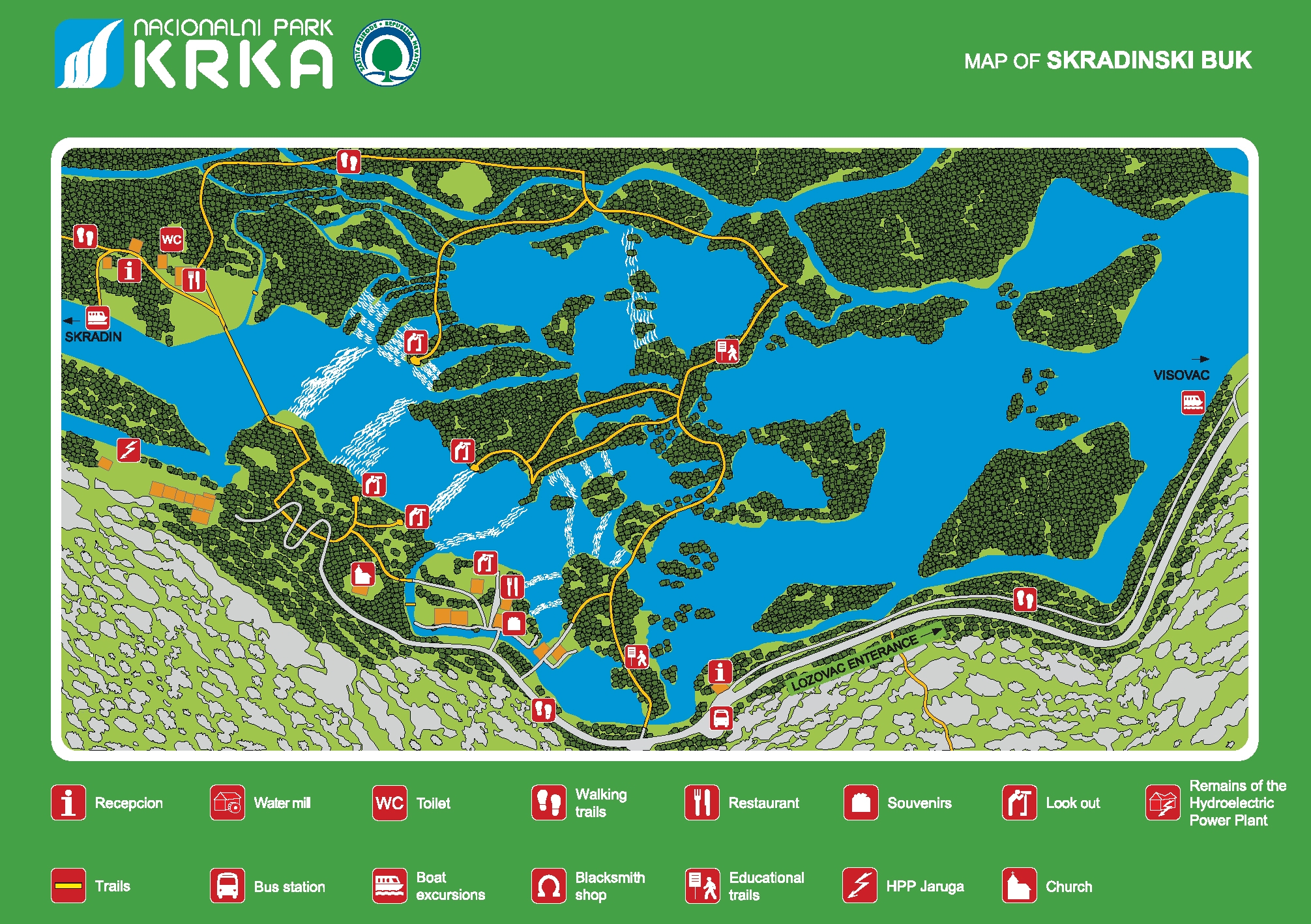 Карта Национального парка Крка
