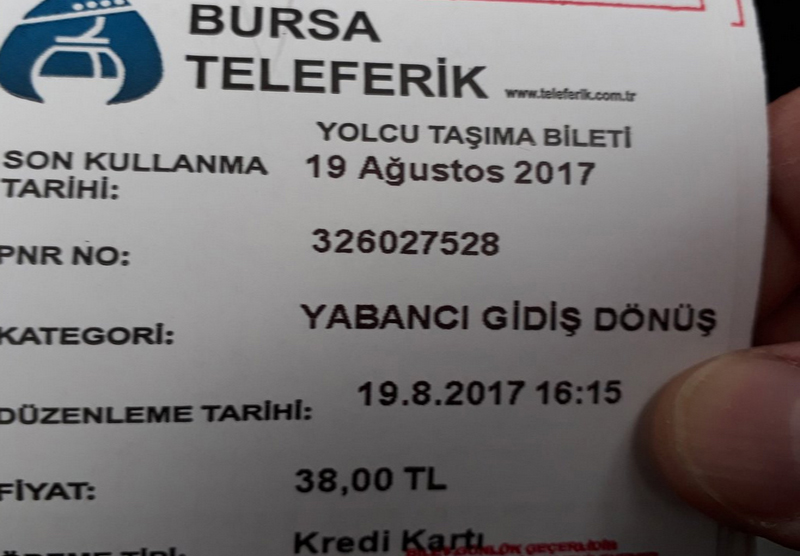 Билет на канатную дорогу Bursa Teleferik