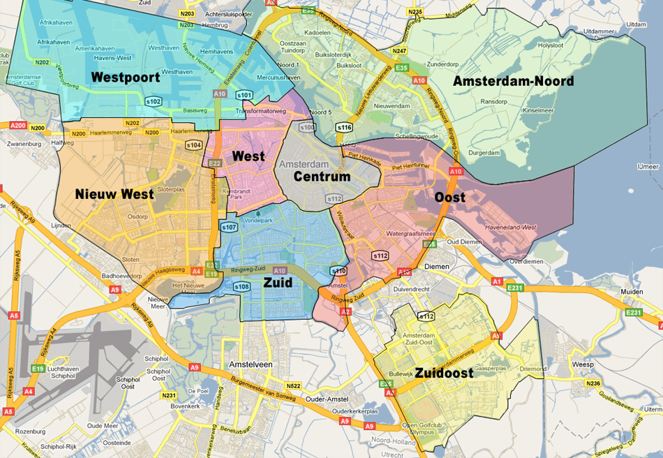 Какой район рядом. Районы Амстердама на карте. Амстердам районы города. Район зюйд Амстердам. Районы Амстердама Амстер.