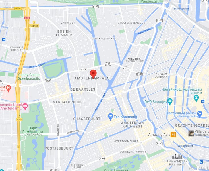 Запад Амстердама на карте