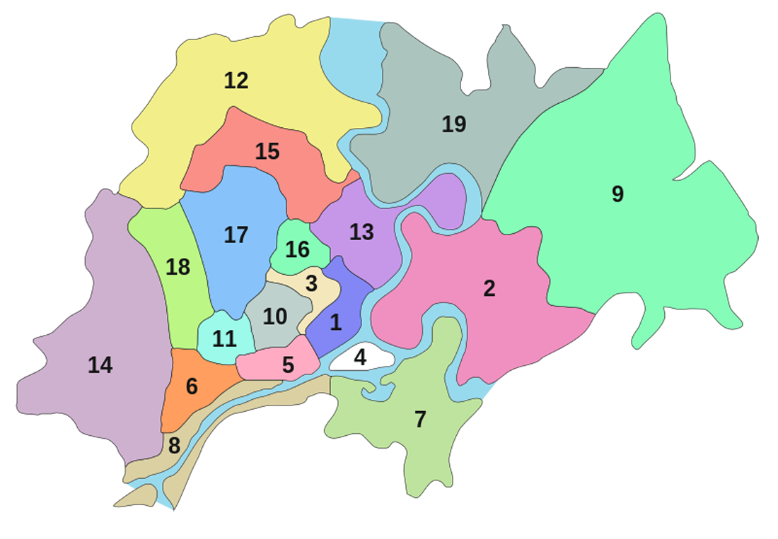 Карта границ городских районов Хошимина