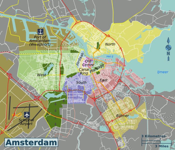 Схема районов города Амстердам