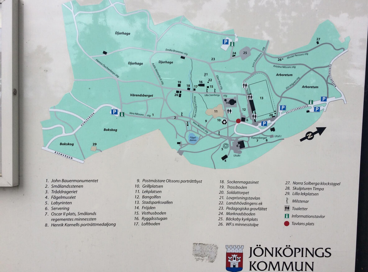 Карта парка Jönköpings Stadspark