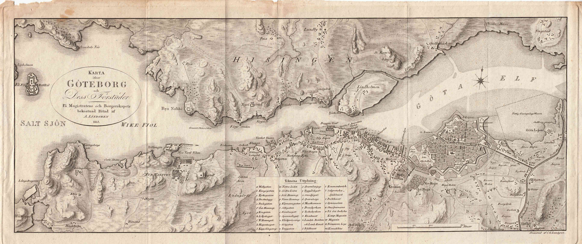 Карта Гетеборга и его пригородов в 1815 году
