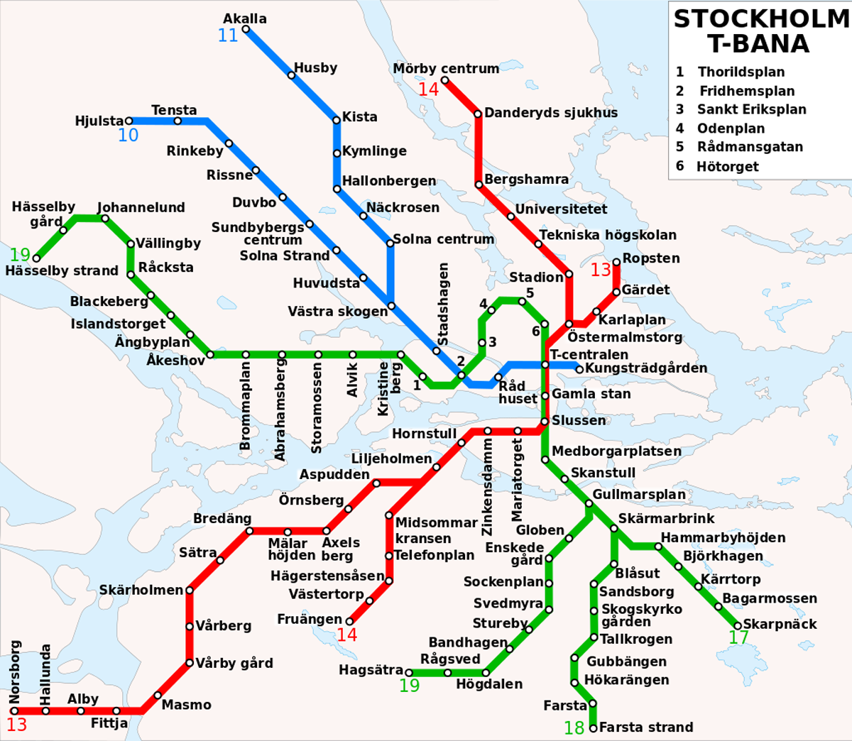 Схема метро Стокгольма