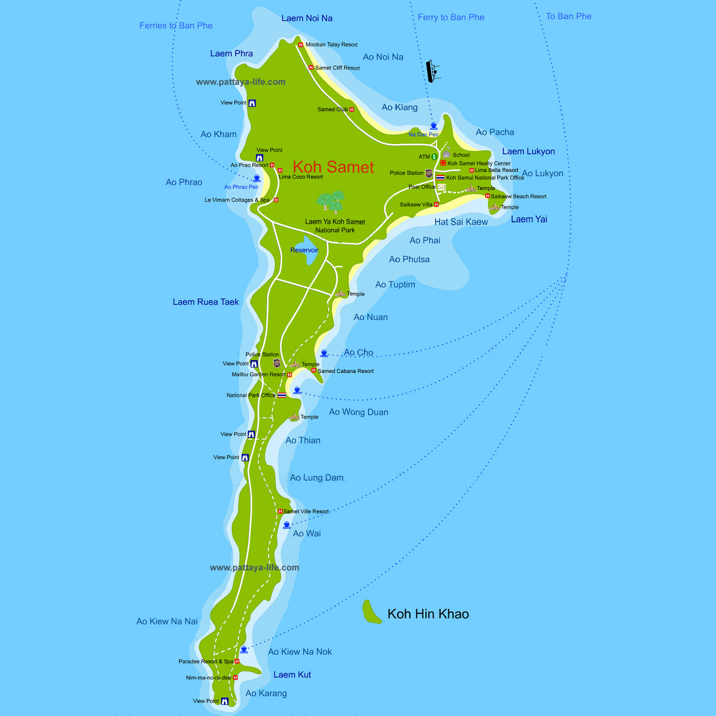 Карта острова Самет