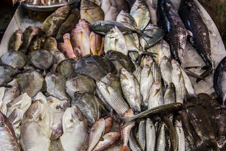 Рыба на рынке в районе Ват Бун