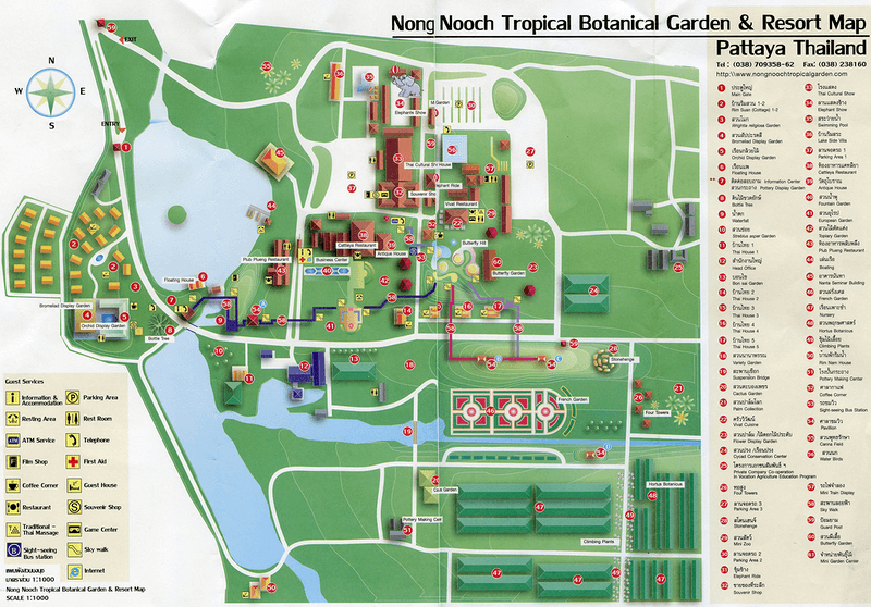 Карта Тропического сада Нонг Нуч