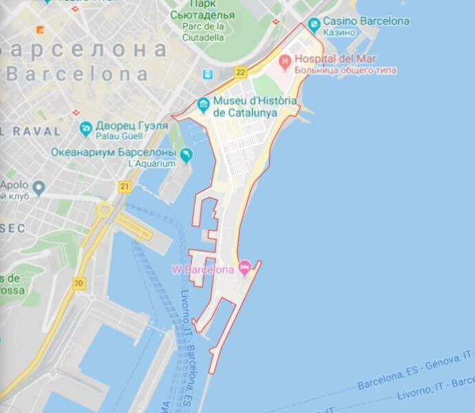 Карта района Барселонетта