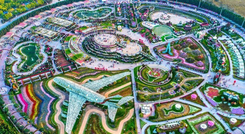 Вид сверху на Dubai Miracle Garden