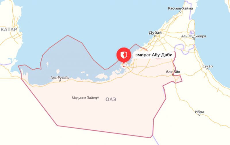 Карта Абу-Даби