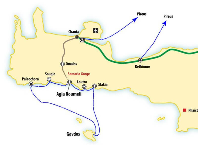 Карта маршрутов в ущелье Самария