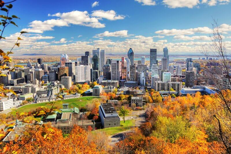 Панорамный вид на город Монреаль, Канада