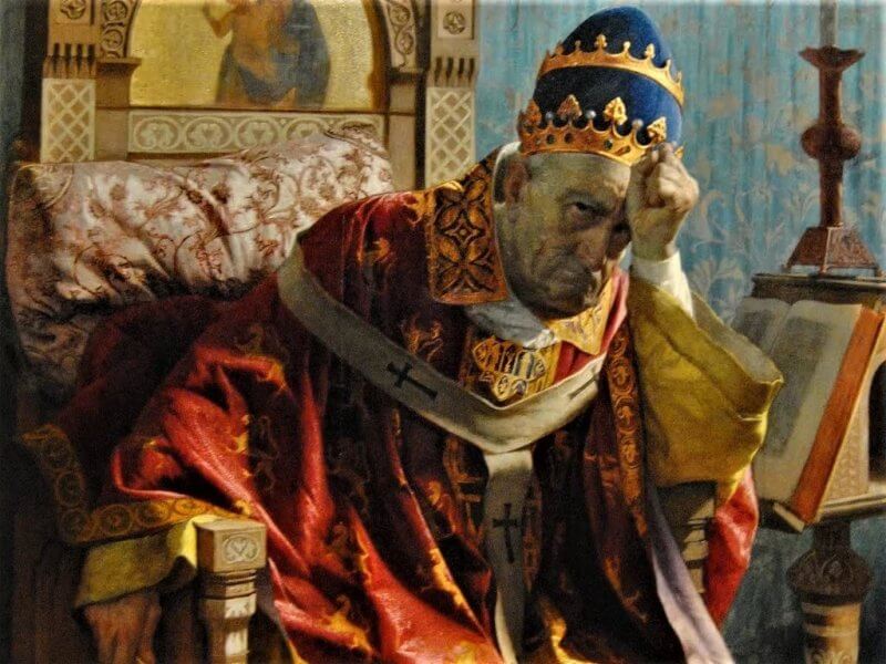 На картине Папа Бонифаций VIII