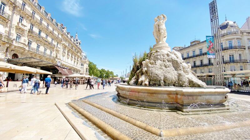 Площадь Комедии и фонтан Трех Граций, Монпелье, Франция