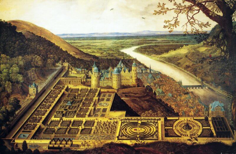 План сада Hortus Palatinus в Гейдельберге