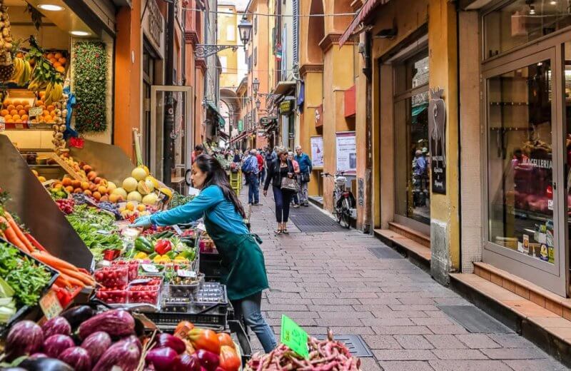 рынок Quadrilatero гастрономия Болоньи